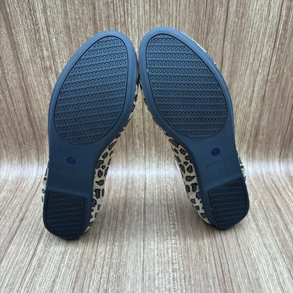 Rothy's THE LOAFER Spotted Leopard Print Flats Retired Blue Halo Women's Size 7